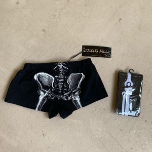 Dolls kill “bone to pick” booty shorts and socks
